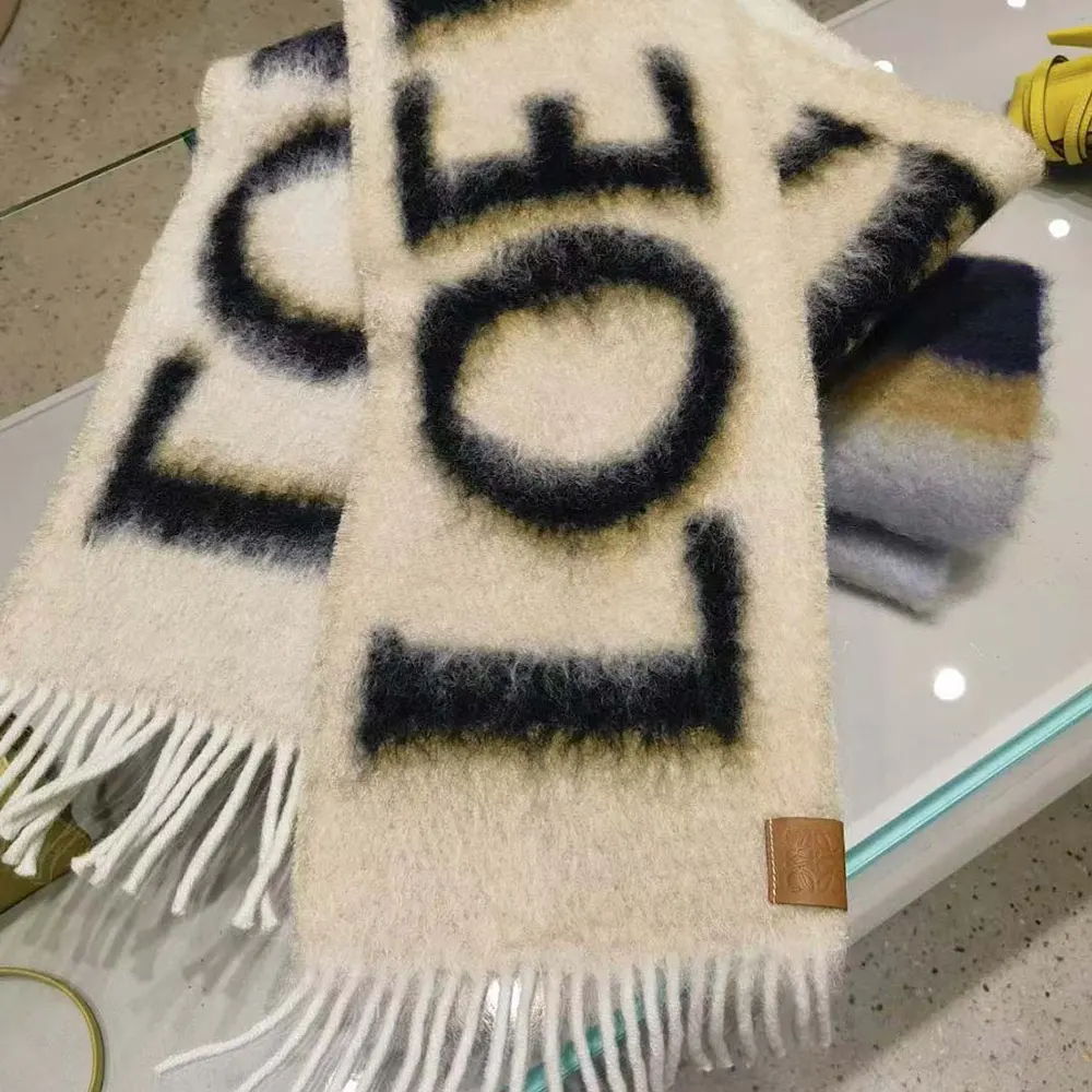 Scarf draped elegantly showing wool and mohair texture