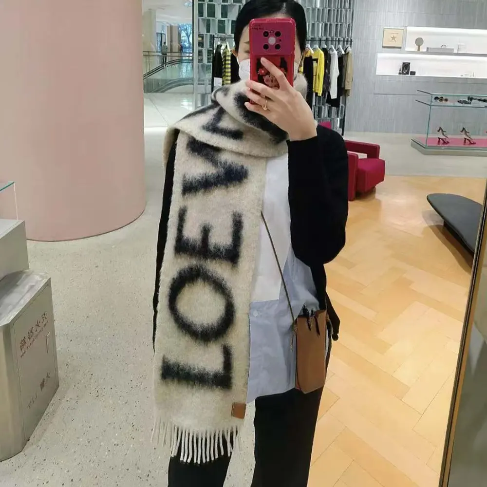 Loewe Unisex LOEWE Scarf in Wool and Mohair-White/Black - image 5