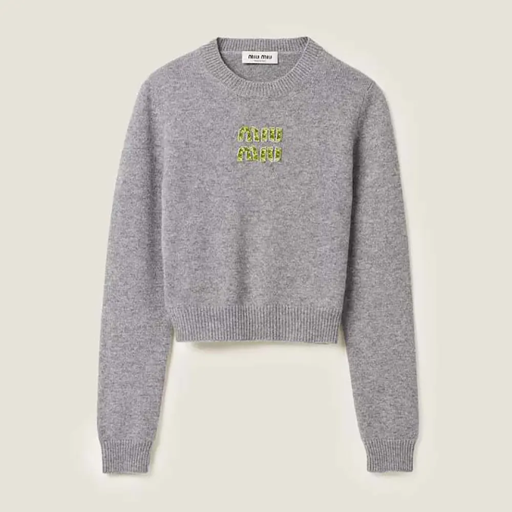 Front view of Miu Miu Women Cashmere Sweater in silver