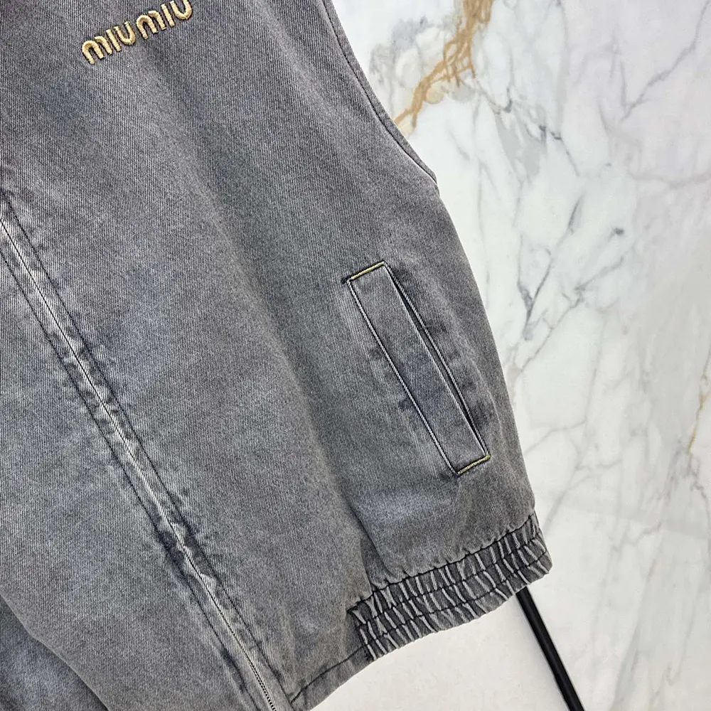 Miu Miu Women Chambray Blouson Vest - image 9