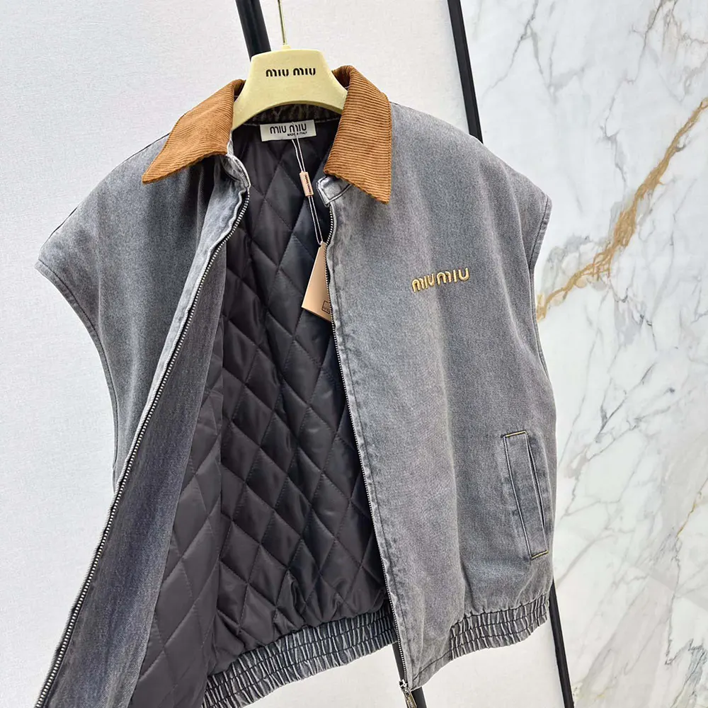 Miu Miu Women Chambray Blouson Vest - image 8