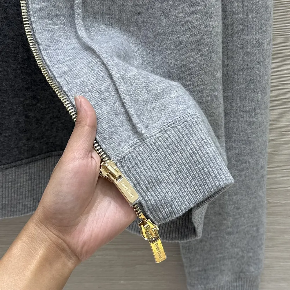 Miu Miu Women Double Cashmere Zipper Hoodie Cardigan - image 7