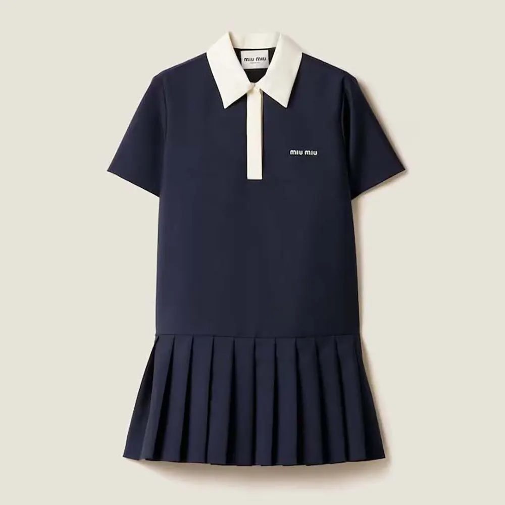 Front view of Miu Miu Women Kid Mohair Mini-dress in navy