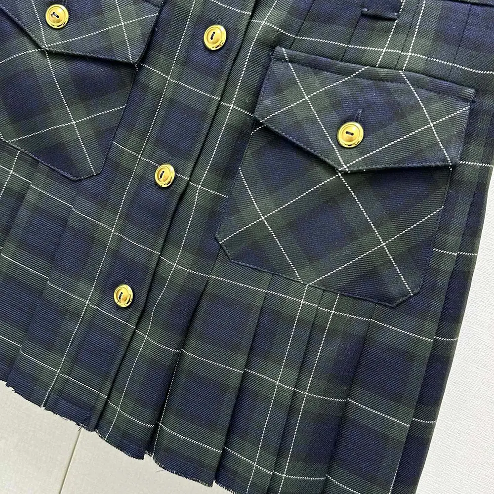 Miu Miu Women Pleated Tartan Miniskirt - image 9