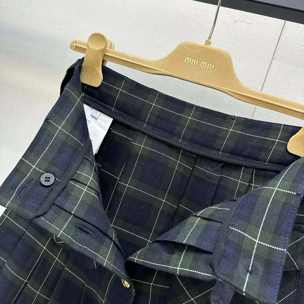 Miu Miu Women Pleated Tartan Miniskirt - image 7