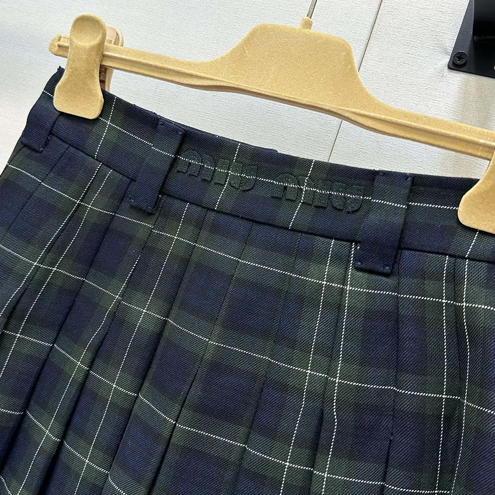 Miu Miu Women Pleated Tartan Miniskirt - image 6