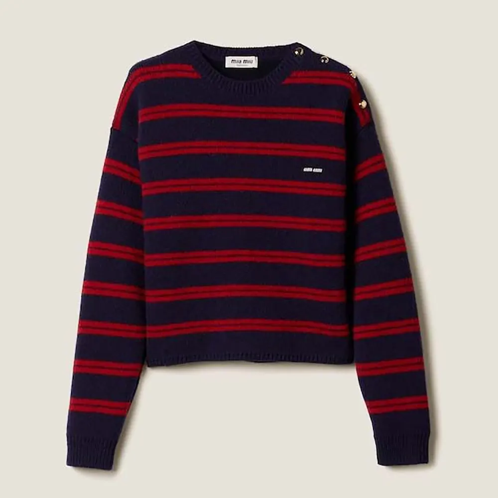 Front view of Miu Miu Women Shetland Wool Crew-neck Sweater in red