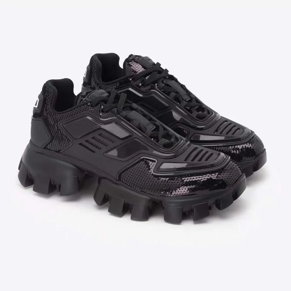 Top view showing lace-up detail on Prada Unisex Cloudbust Thunder Sneakers