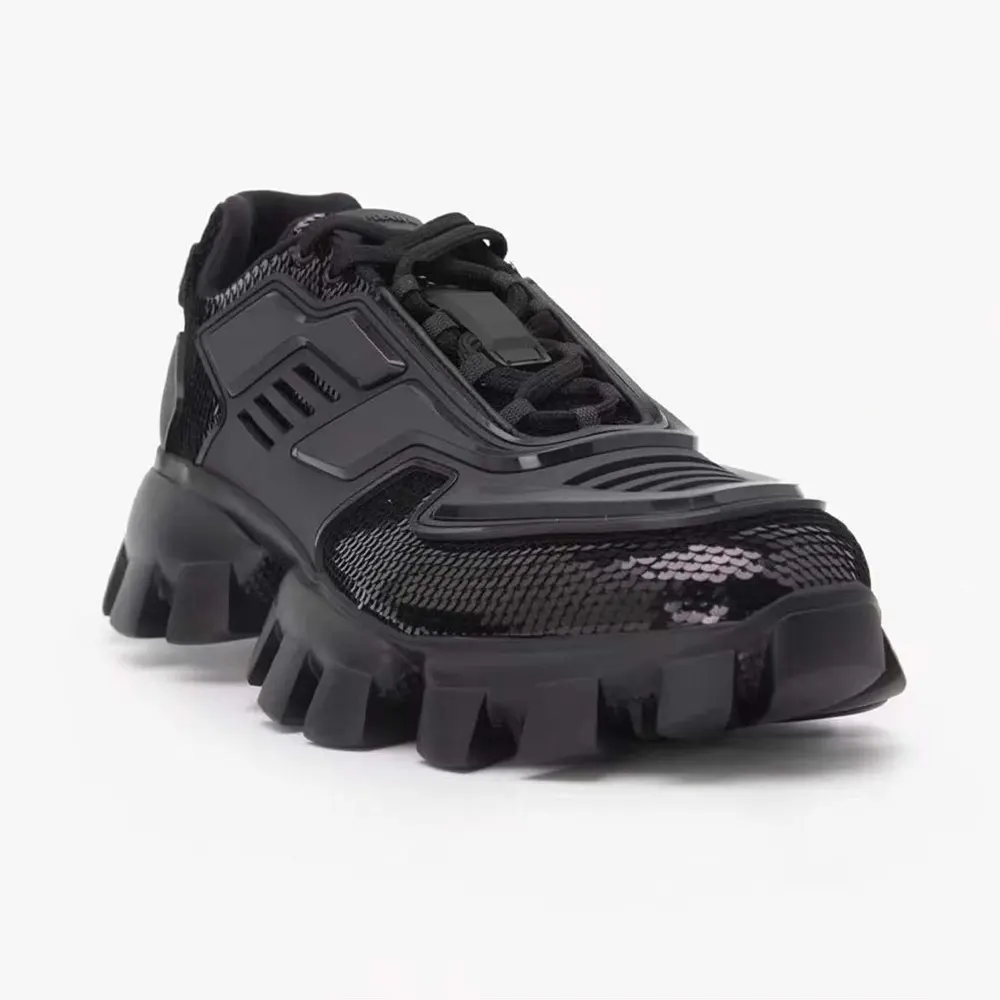 Prada Unisex Cloudbust Thunder Sequin Lug-Sole Sneakers-Black - image 5