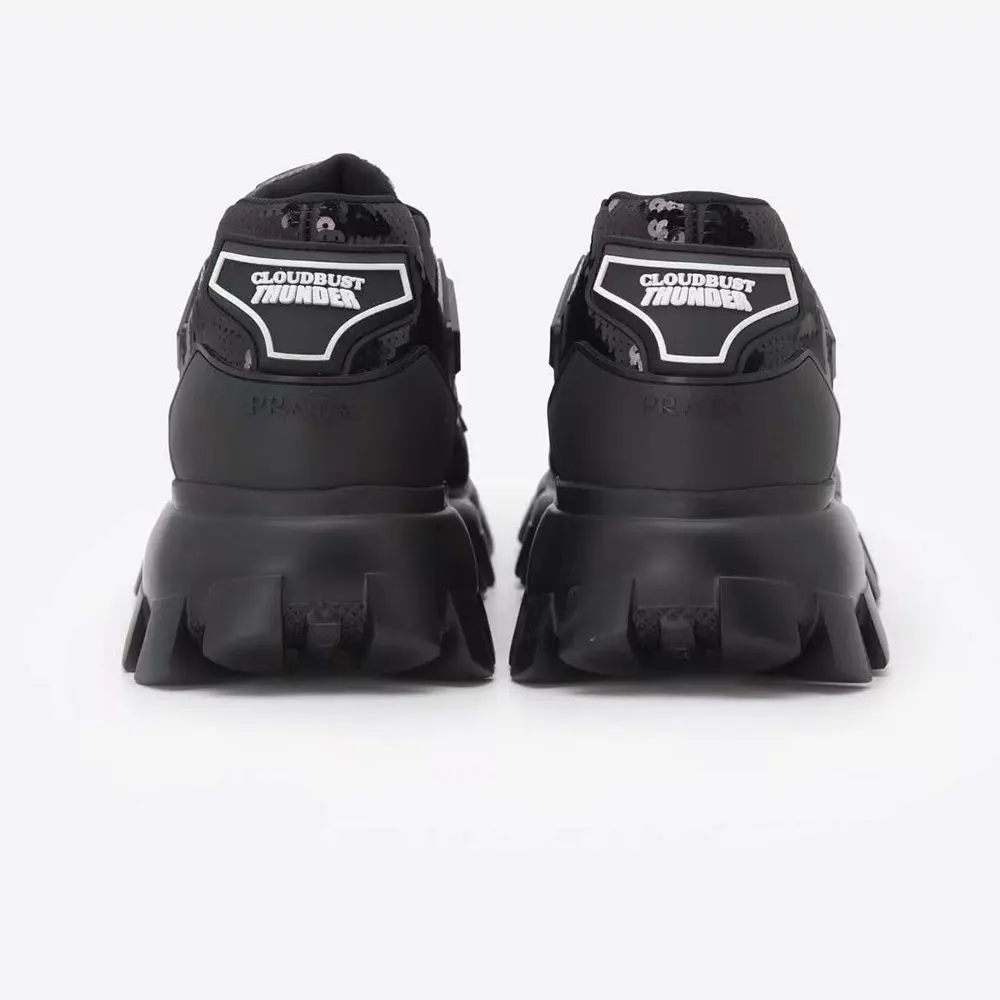 Prada Unisex Cloudbust Thunder Sequin Lug-Sole Sneakers-Black - image 6
