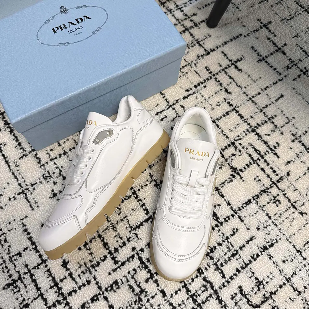 Prada Unisex Downtown Nappa Leather Sneakers-White - image 7