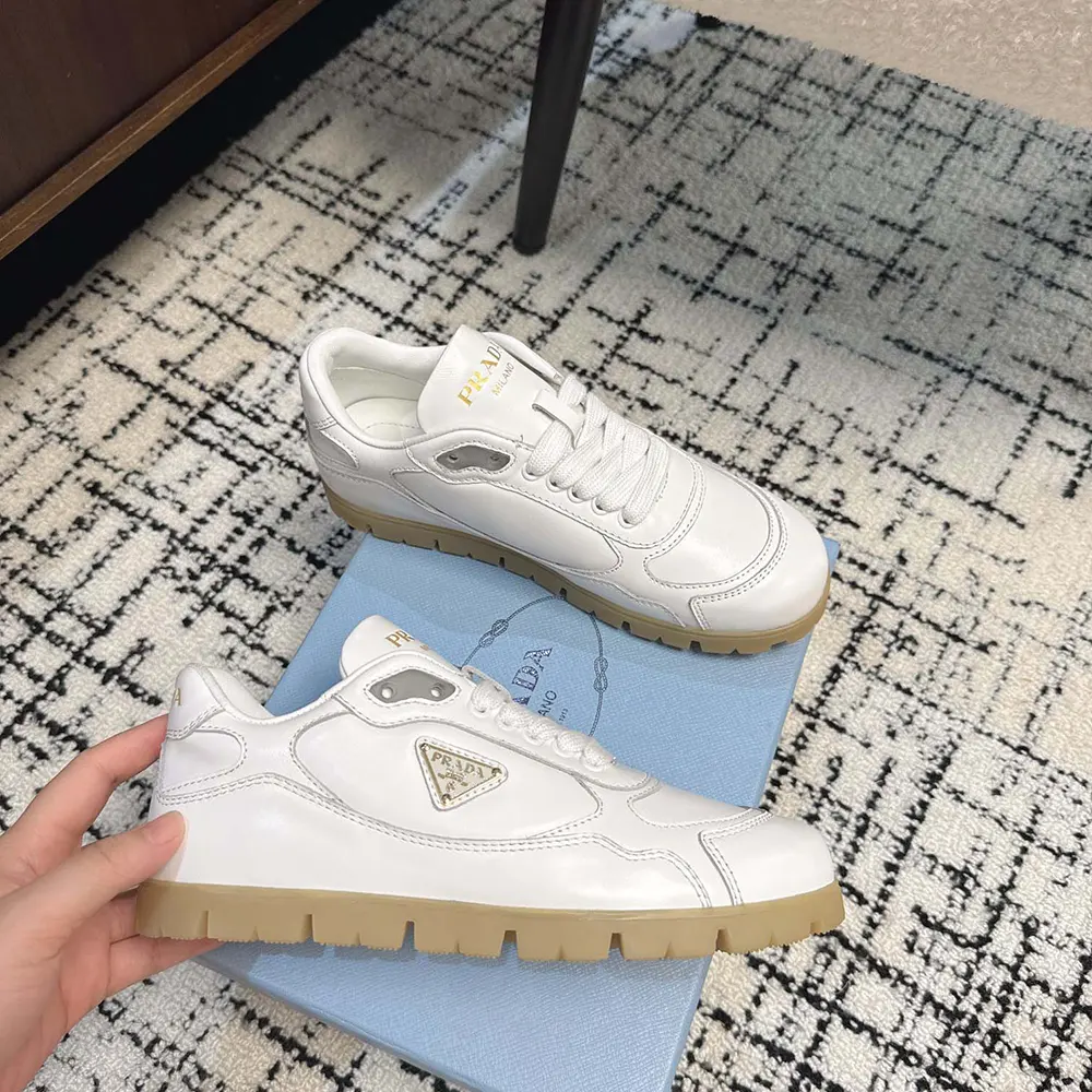 Prada Unisex Downtown Nappa Leather Sneakers-White - image 6