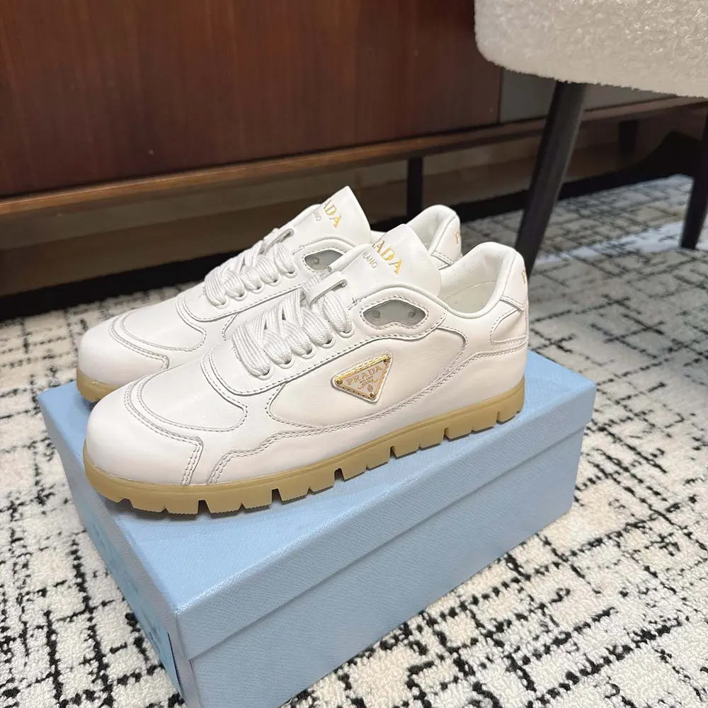 Prada Unisex Downtown Nappa Leather Sneakers-White - image 5