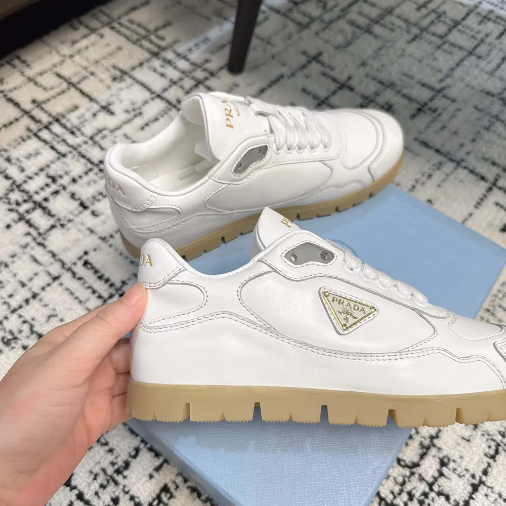 Prada Unisex Downtown Nappa Leather Sneakers-White - image 4