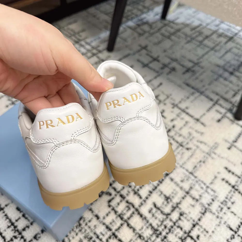 Prada Unisex Downtown Nappa Leather Sneakers-White - image 9