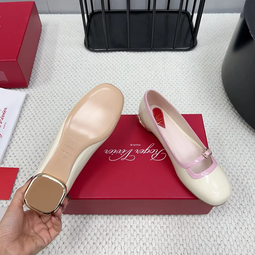 Roger Vivier Women Viv’ Podium Ballerinas in Patent Leather-White - image 10