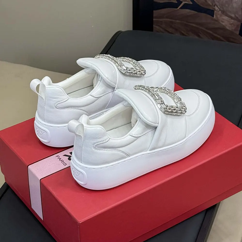 Roger Vivier Women Viv’ Up Sneakers in Leather-White - image 6