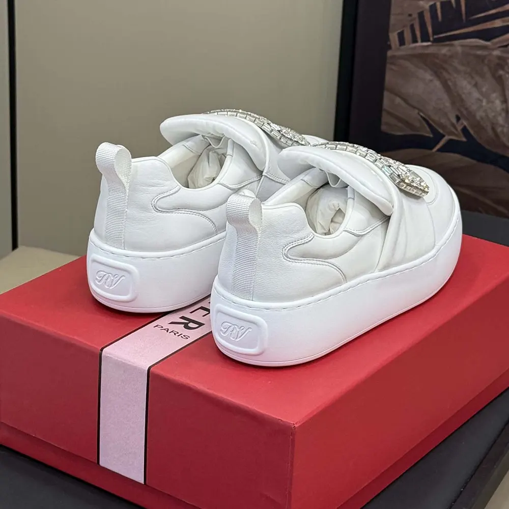 Roger Vivier Women Viv’ Up Sneakers in Leather-White - image 5