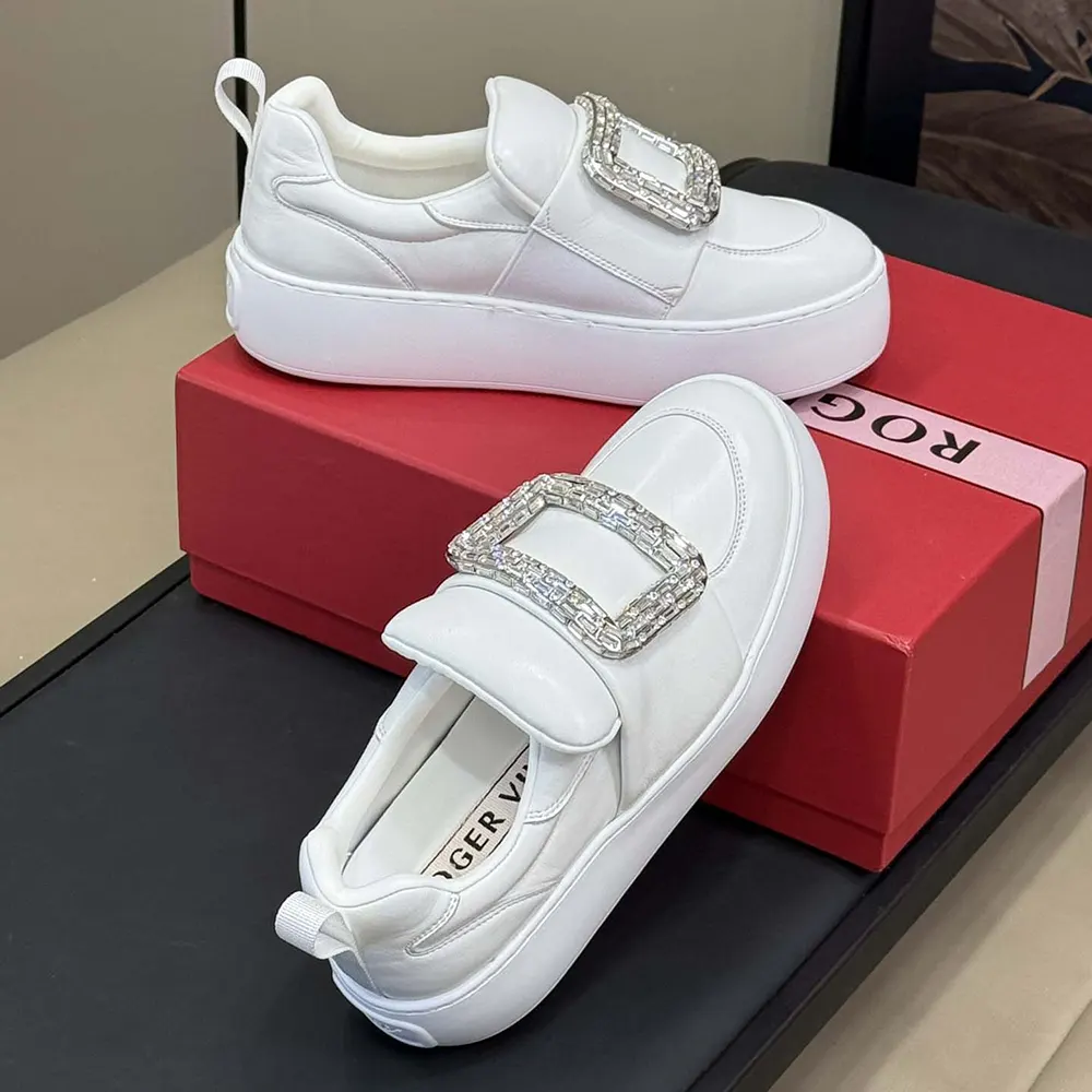 Roger Vivier Women Viv’ Up Sneakers in Leather-White - image 4
