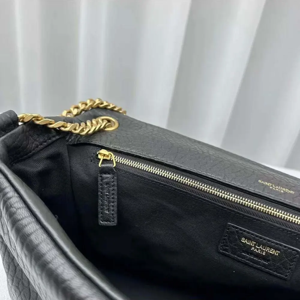 Saint Laurent YSL Women Calypso Large in Plunged Lambskin-Black - image 9