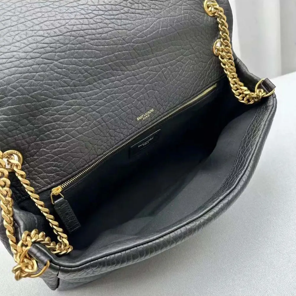 Saint Laurent YSL Women Calypso Large in Plunged Lambskin-Black - image 8