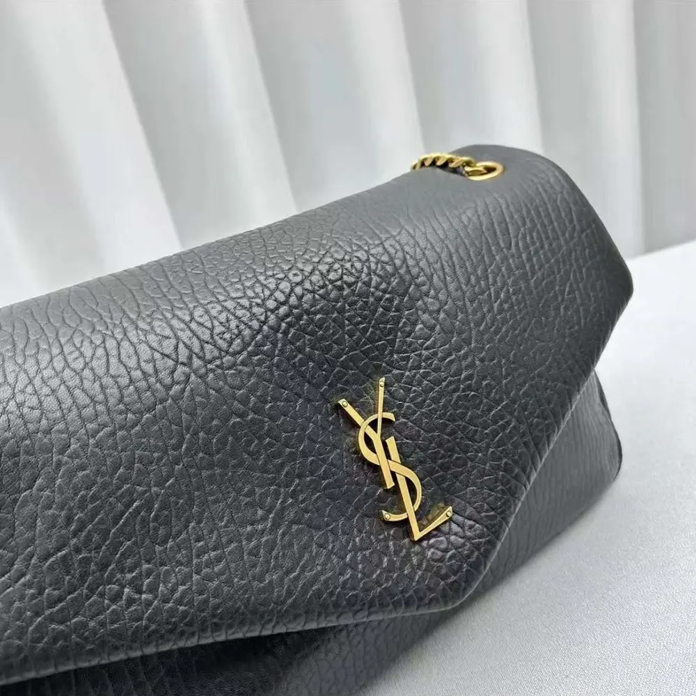 Saint Laurent YSL Women Calypso Large in Plunged Lambskin-Black - image 7