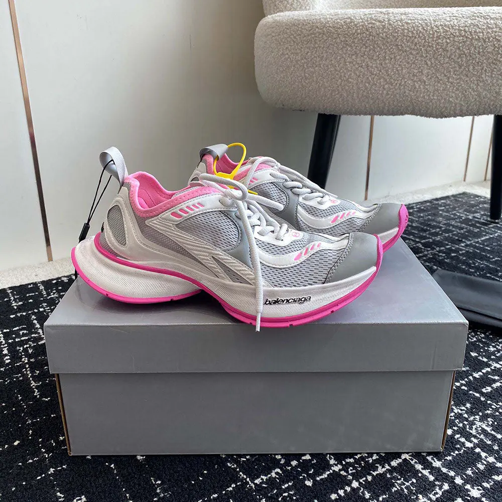 Balenciaga Unisex Circuit Sneaker in Grey White and Pink Polyester - image 5