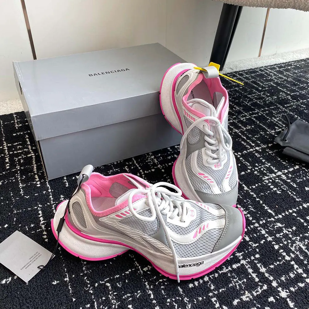 Balenciaga Unisex Circuit Sneaker in Grey White and Pink Polyester - image 4
