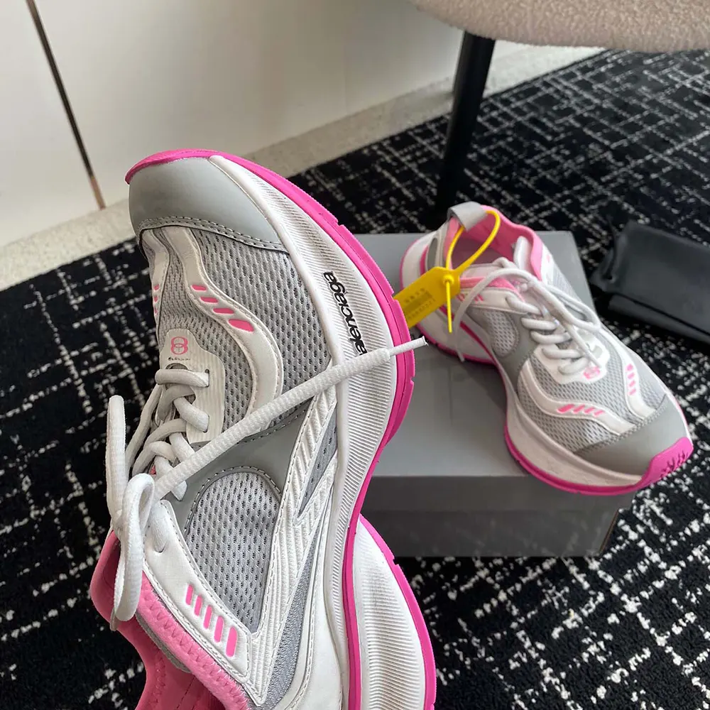Balenciaga Unisex Circuit Sneaker in Grey White and Pink Polyester - image 7
