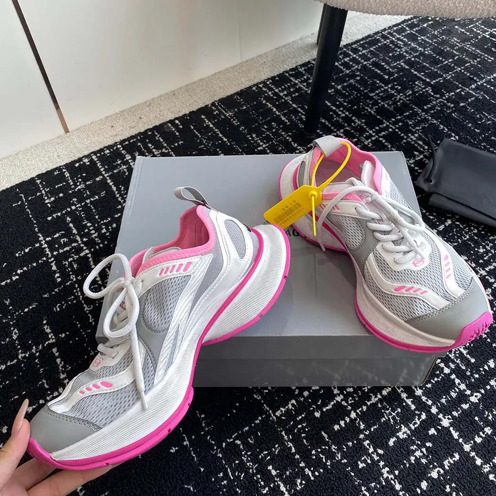 Balenciaga Unisex Circuit Sneaker in Grey White and Pink Polyester - image 6