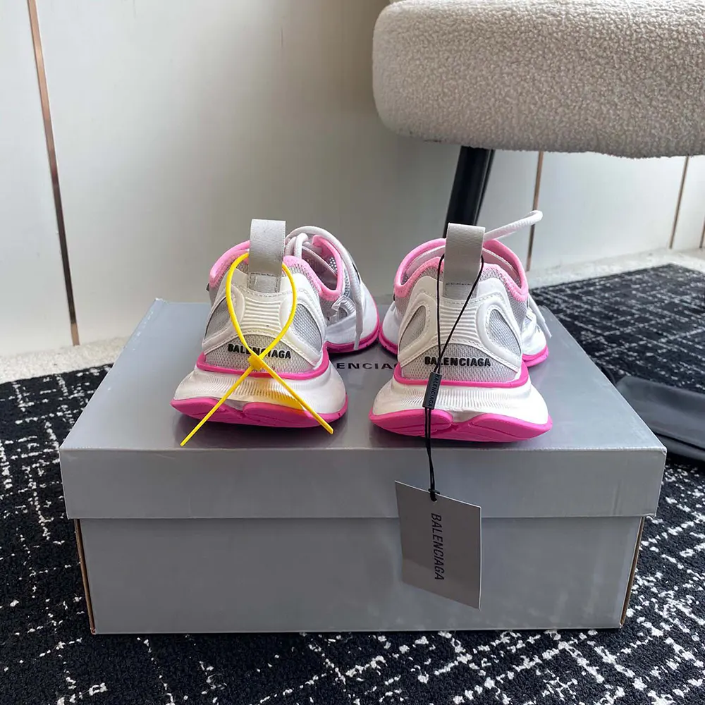 Balenciaga Unisex Circuit Sneaker in Grey White and Pink Polyester - image 9