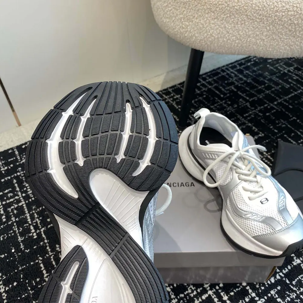 Balenciaga Unisex Circuit Sneaker in White and Silver Polyester - image 10