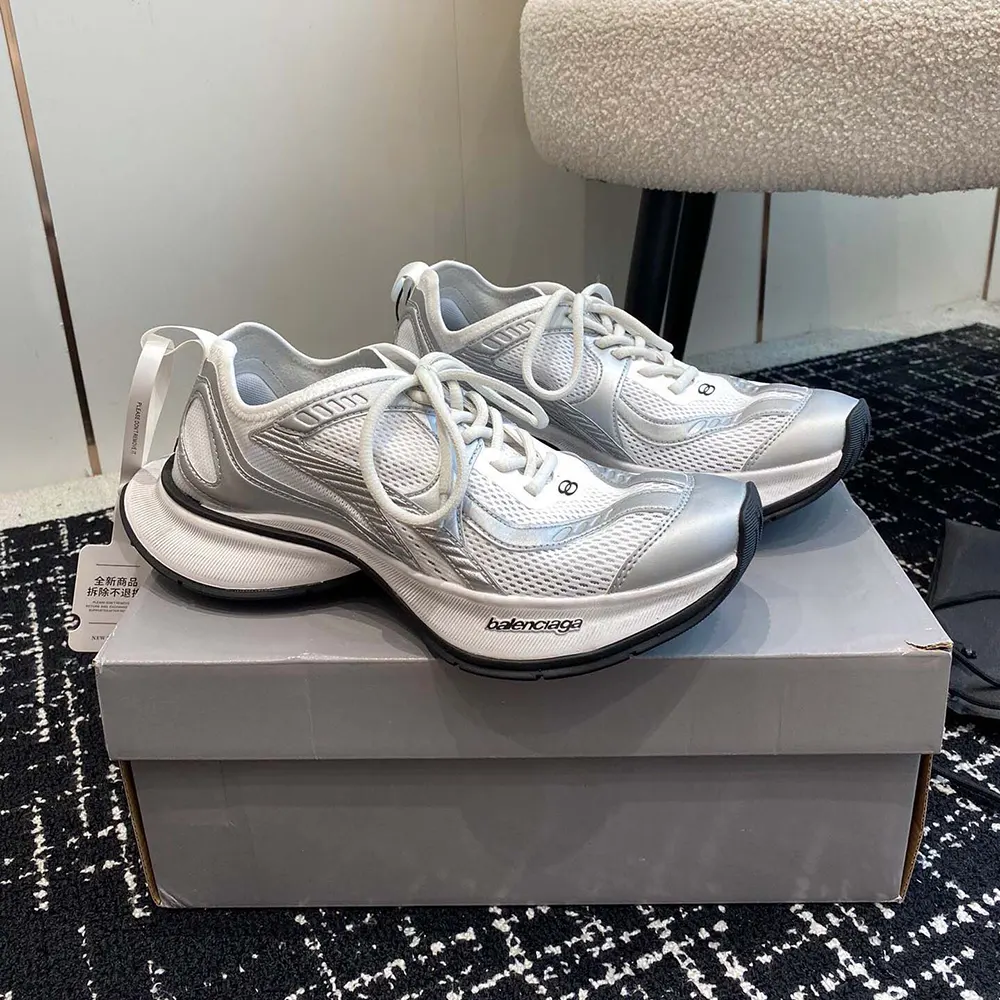 Balenciaga Unisex Circuit Sneaker in White and Silver Polyester - image 5