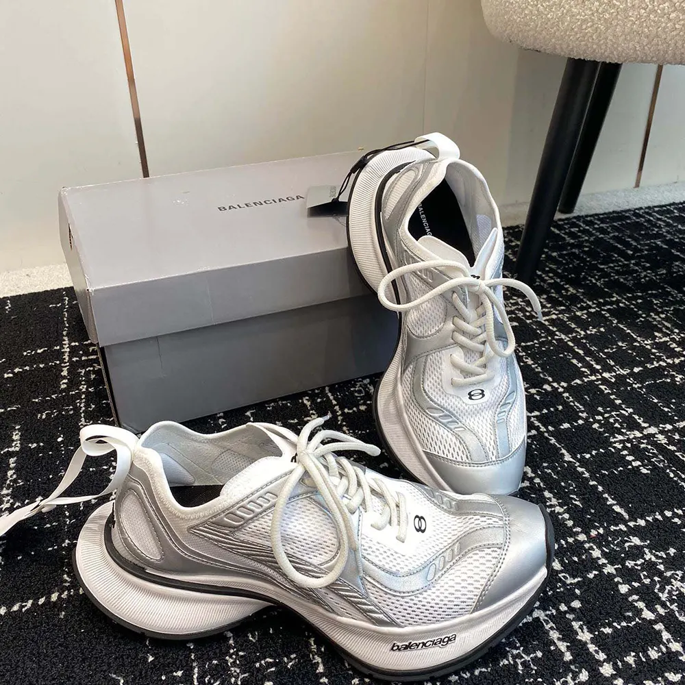 Balenciaga Unisex Circuit Sneaker in White and Silver Polyester - image 4