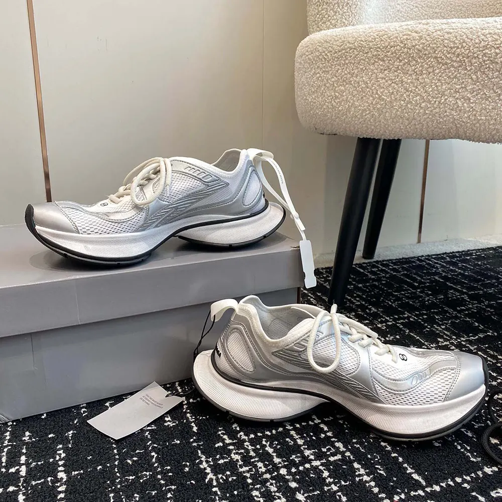 Balenciaga Unisex Circuit Sneaker in White and Silver Polyester - image 6