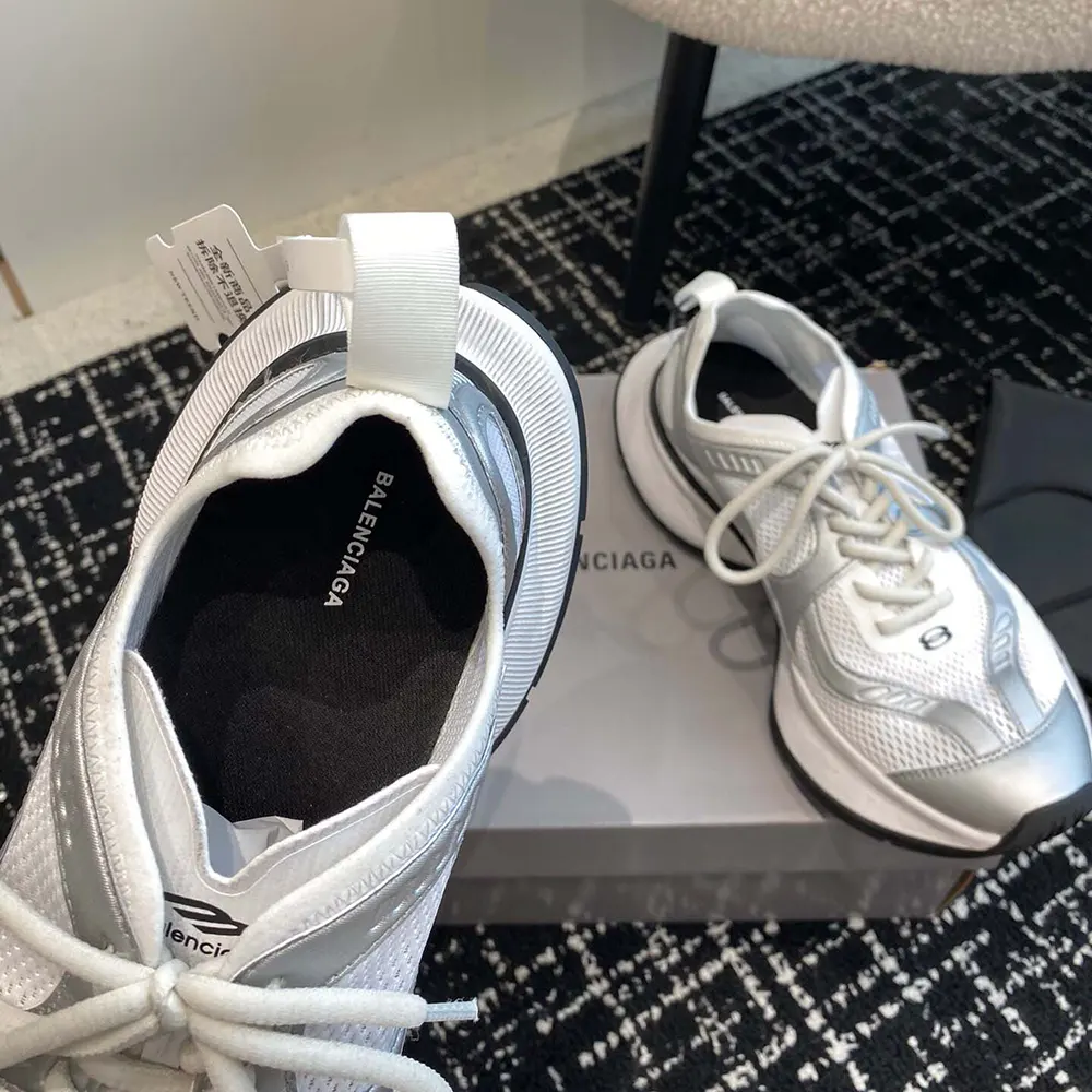 Balenciaga Unisex Circuit Sneaker in White and Silver Polyester - image 9