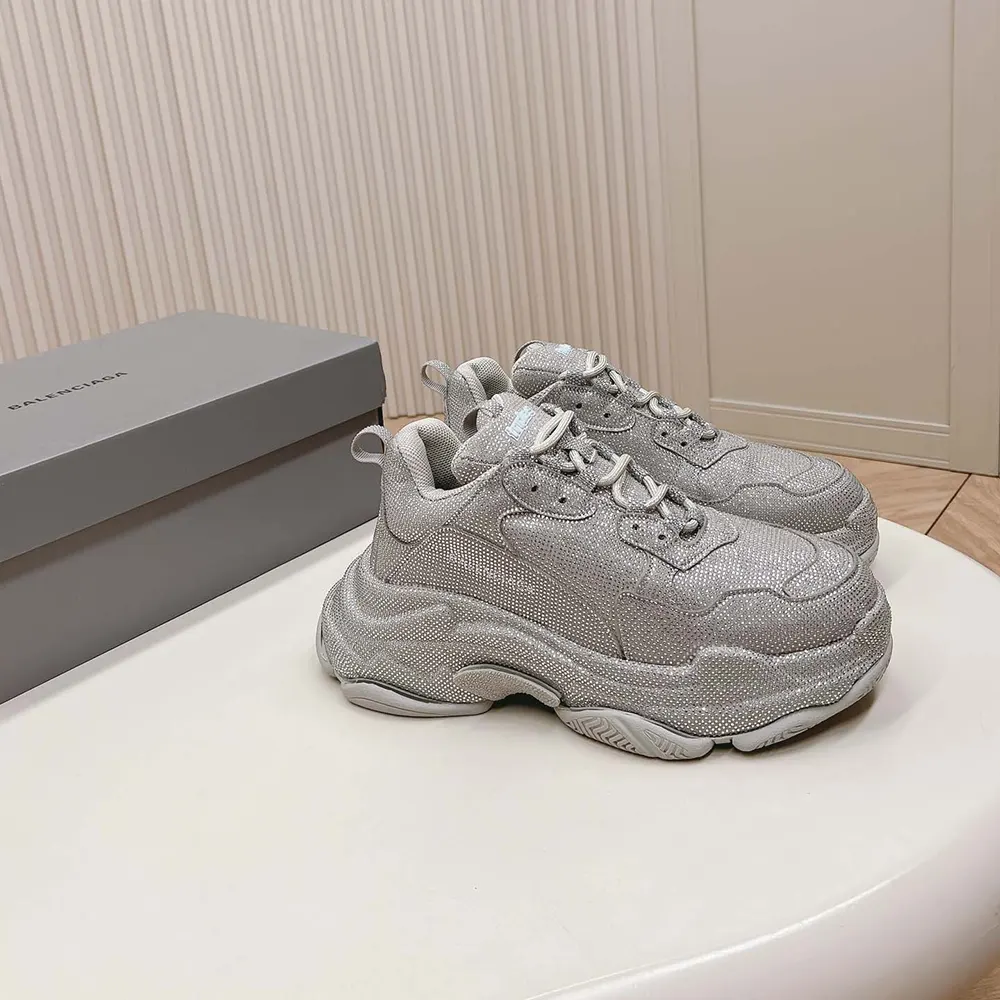Balenciaga Unisex Triple S Sneaker with Rhinestones in Dark Grey - image 4