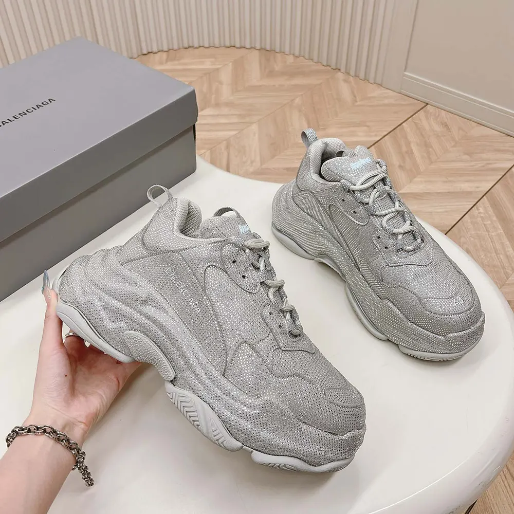 Balenciaga Unisex Triple S Sneaker with Rhinestones in Dark Grey - image 5