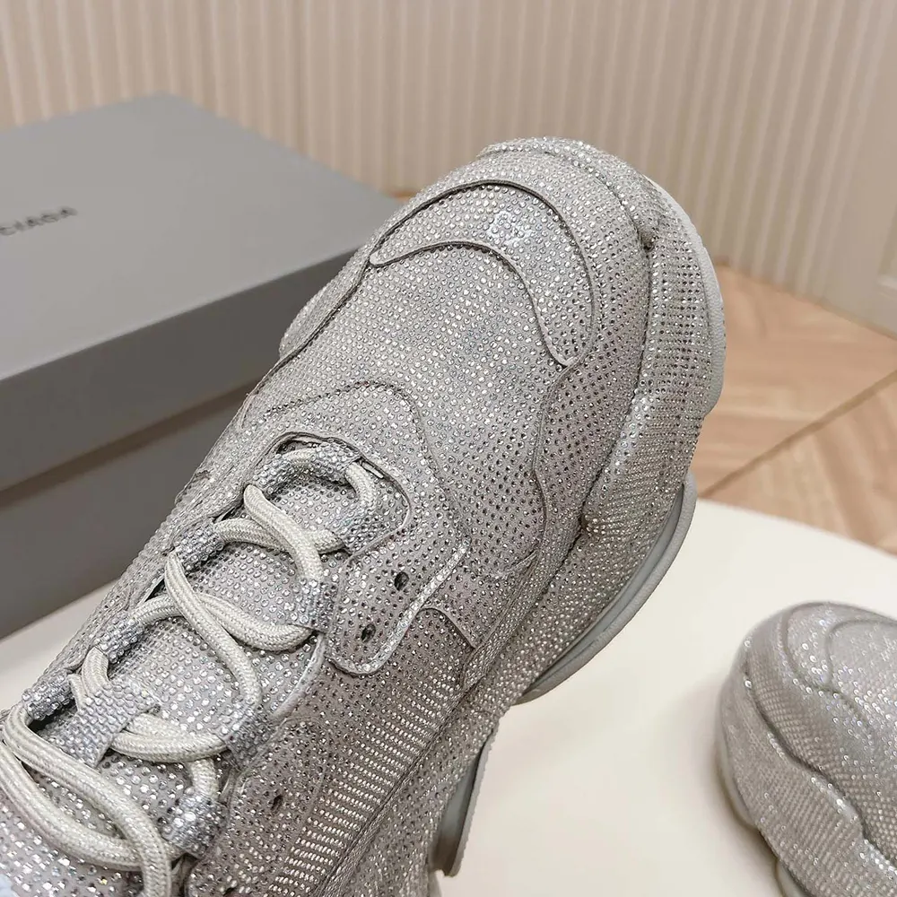 Balenciaga Unisex Triple S Sneaker with Rhinestones in Dark Grey - image 8