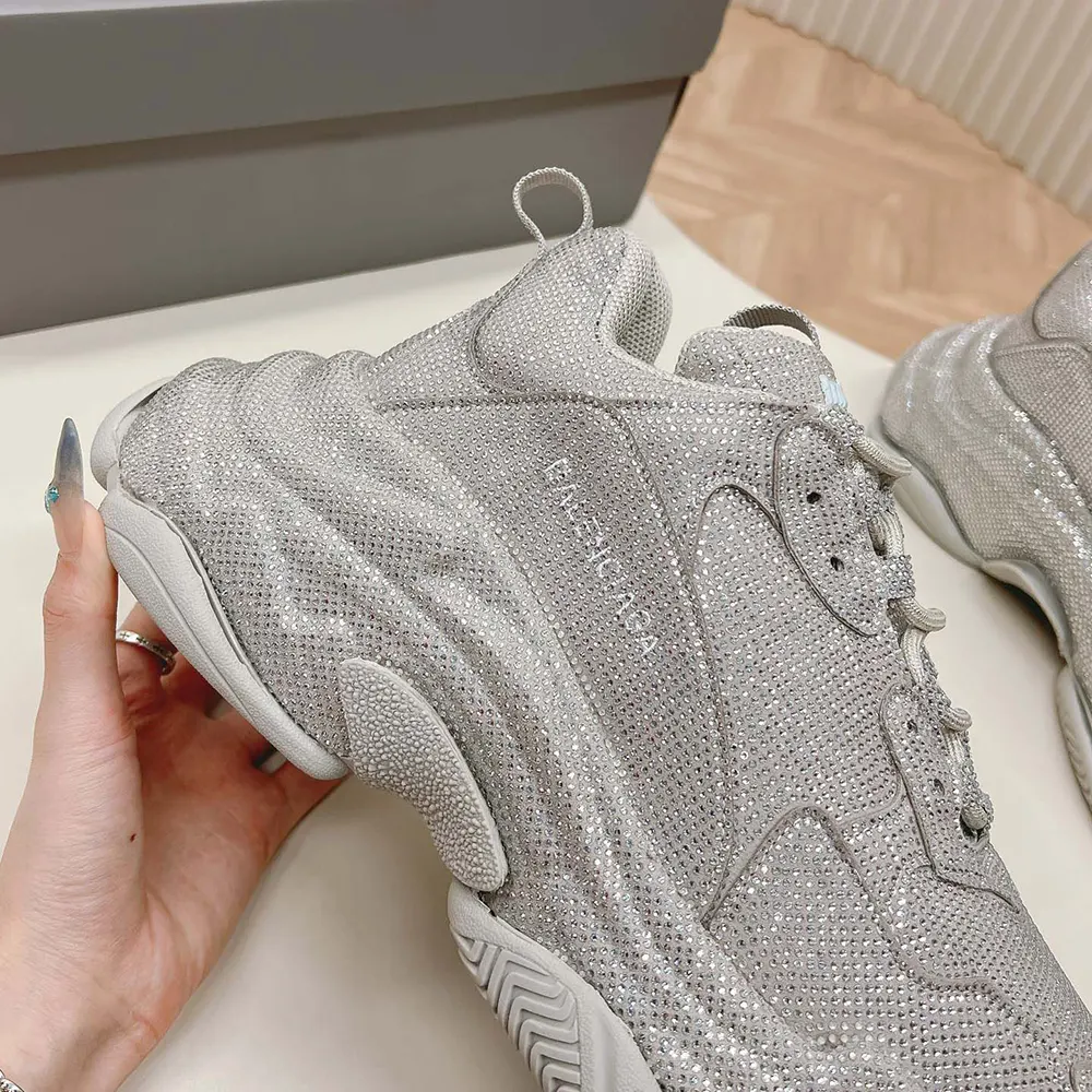 Balenciaga Unisex Triple S Sneaker with Rhinestones in Dark Grey - image 10