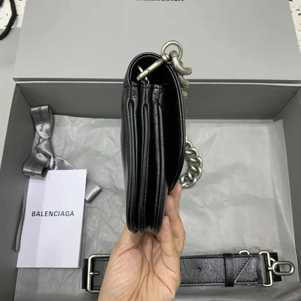 Balenciaga Women BB Soft Small Flap Bag in Black Peach Calfskin - image 4