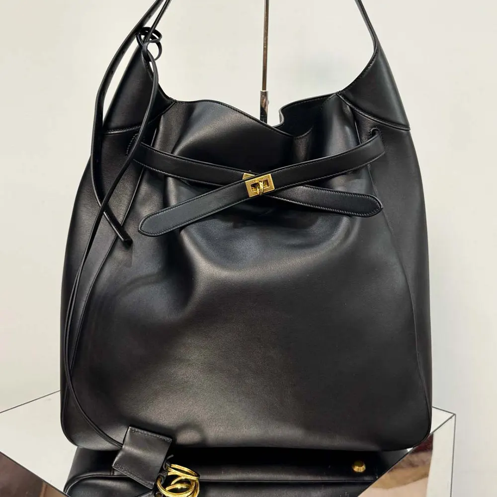 Side profile showcasing shape of Balenciaga Women Bel Air Large Hobo Bag