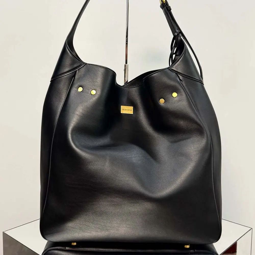 Close-up detail of silver hardware on Balenciaga Bel Air Large Hobo Bag