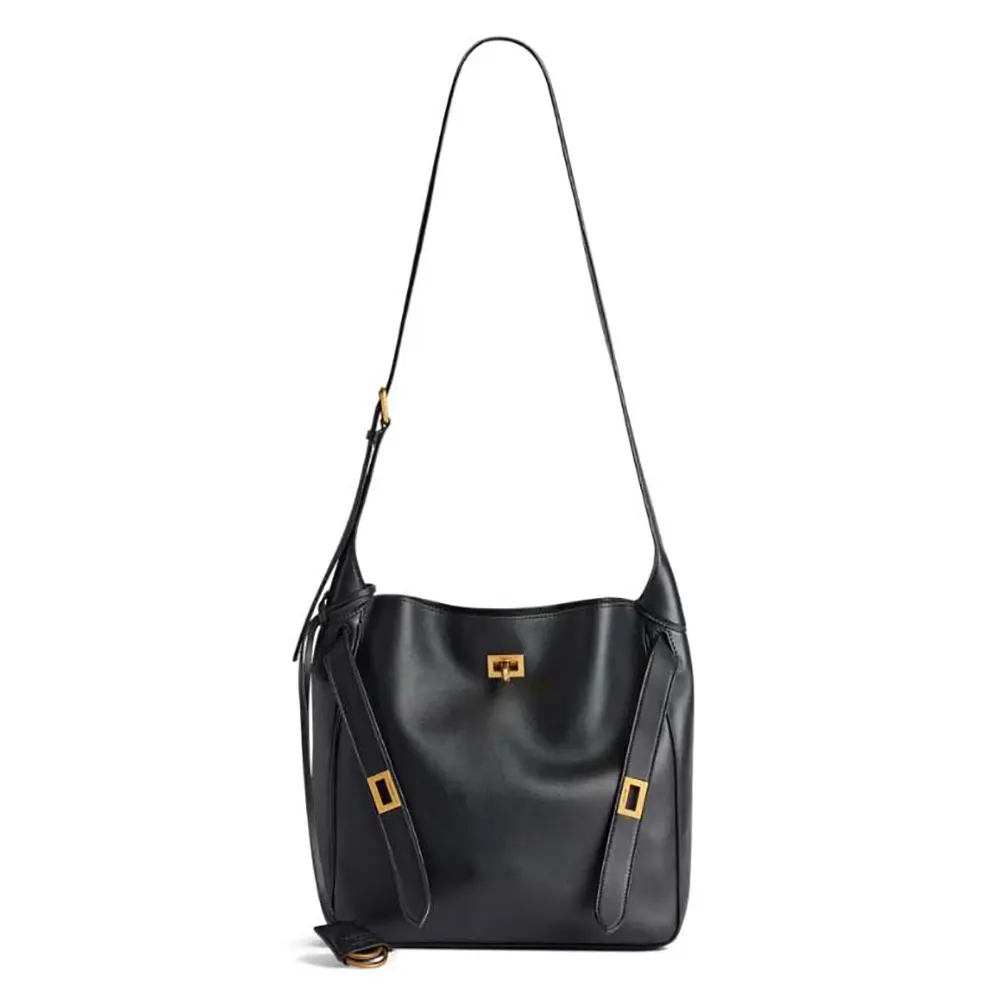 Front view of Balenciaga Women Bel Air Small Hobo Bag in Black
