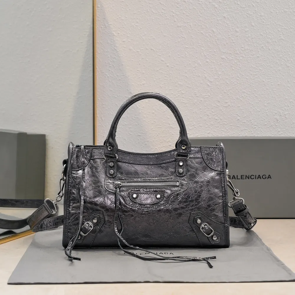 Close-up of signature silver hardware on Balenciaga Women Le City Medium Bag