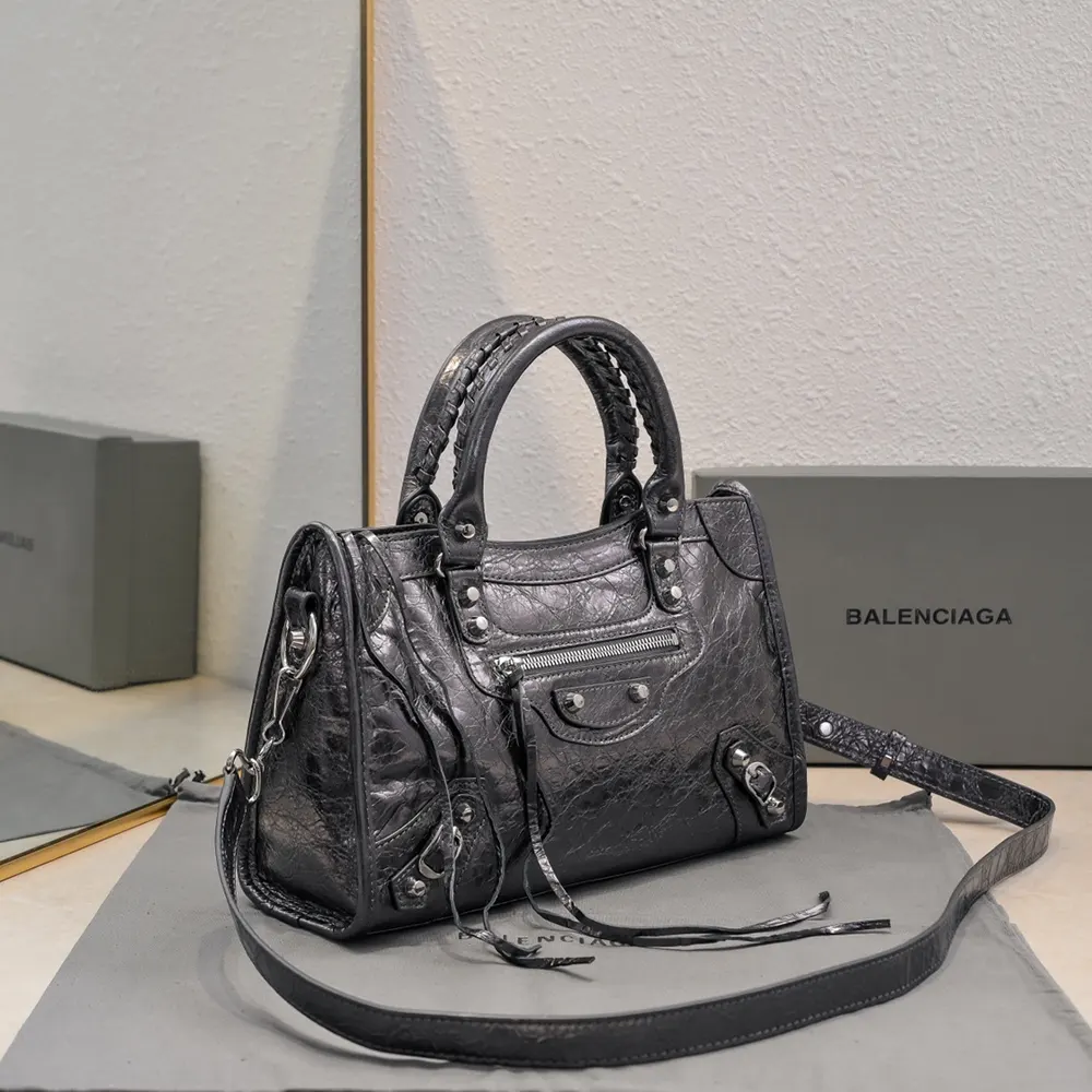 Balenciaga Women Le City Medium Bag in Black Arena Lambskin - image 4