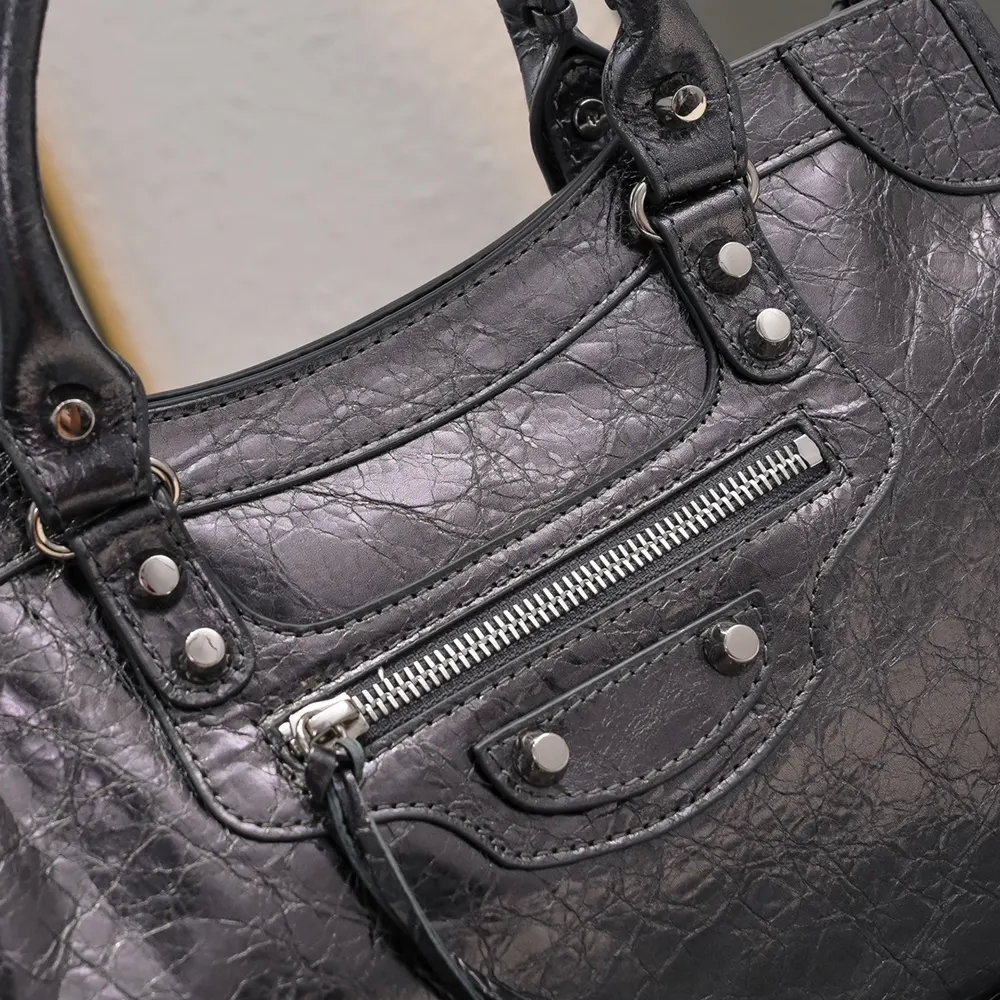 Balenciaga Women Le City Medium Bag in Black Arena Lambskin - image 9