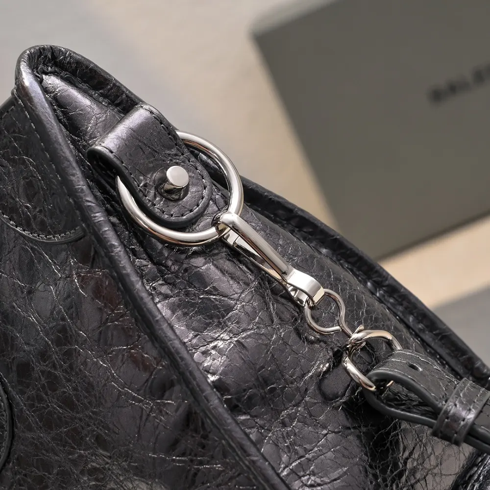 Balenciaga Women Le City Medium Bag in Black Arena Lambskin - image 8