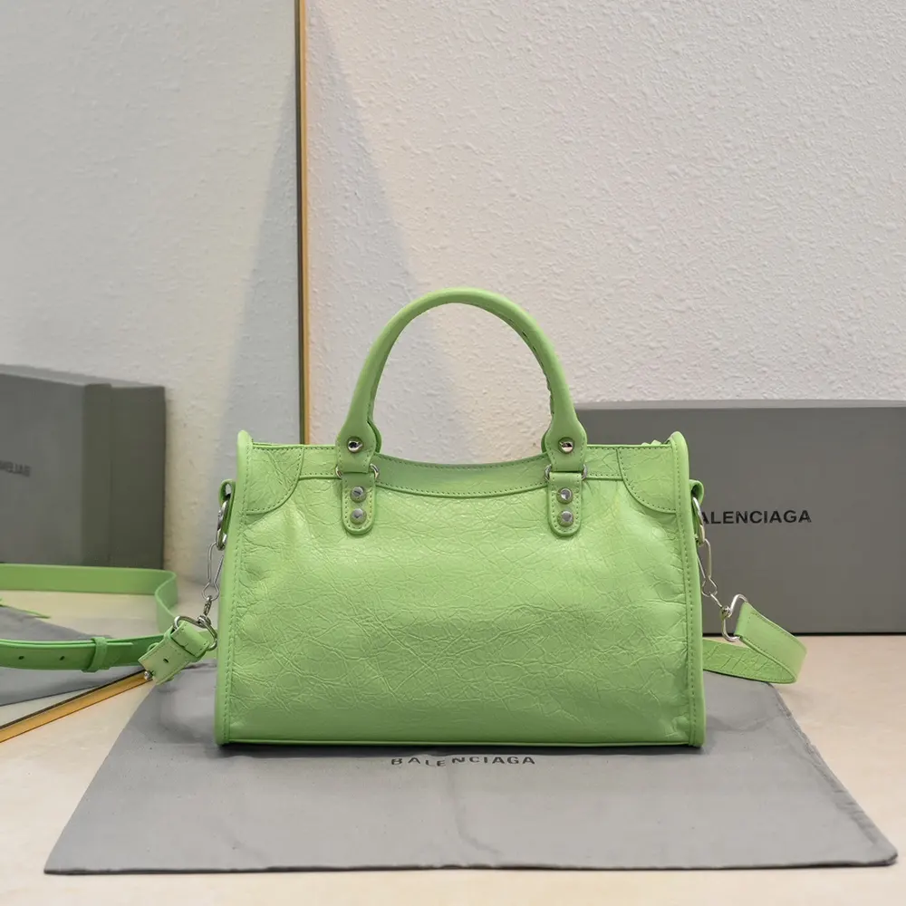 Side profile showing zip closure of Balenciaga Women Le City Medium Bag
