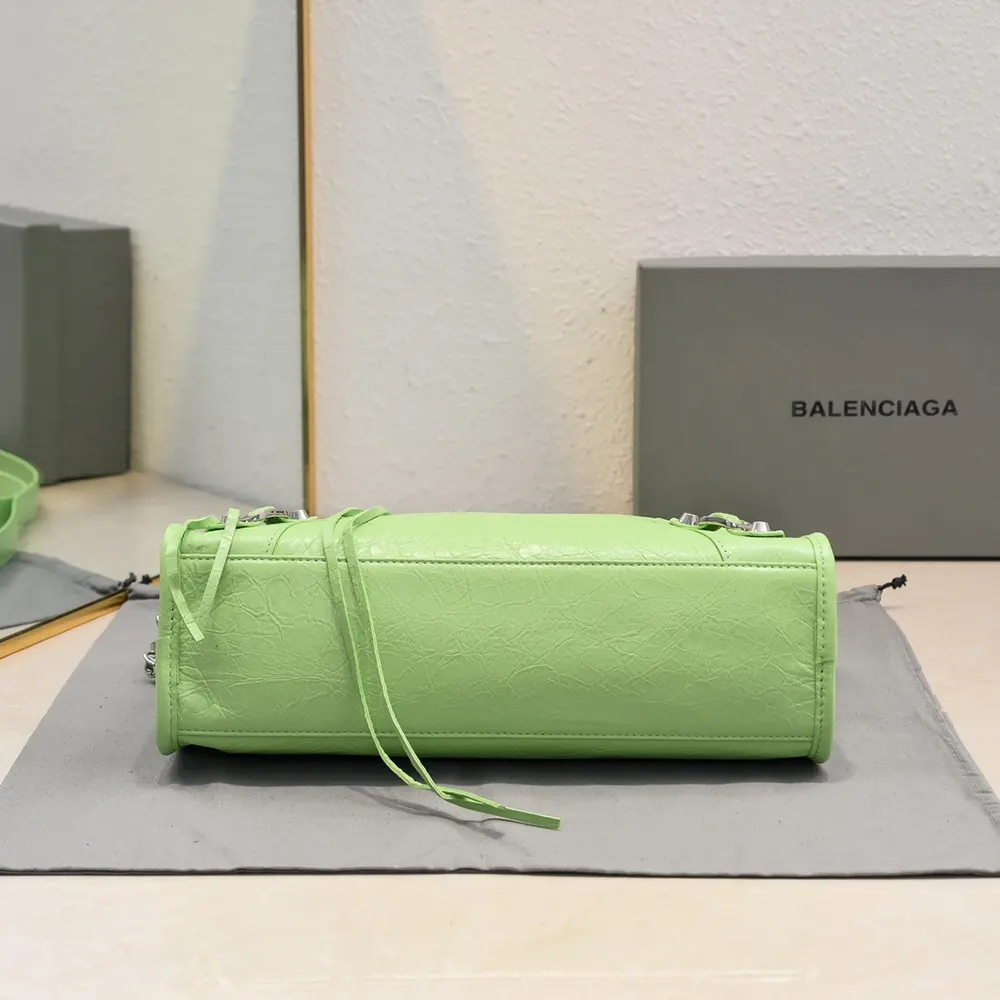 Balenciaga Women Le City Medium Bag in Green Arena Lambskin - image 5